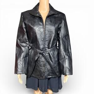 Women's Vintage Black Leather Jacket by Navarre Leather